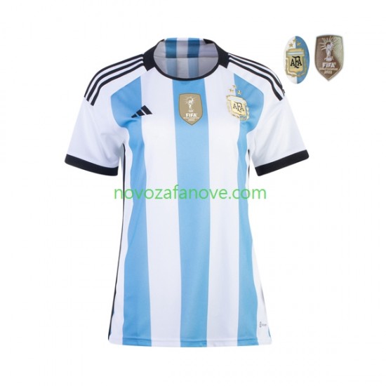 Nogometni Dres Argentina 3 Stars Ženska Domaći Svjetsko prvenstvo 2022 Kratkih Rukava