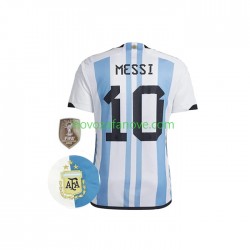 Nogometni Dres Argentina Messi 10 3 Stars Muški Domaći Svjetsko prvenstvo 2022 Kratkih Rukava