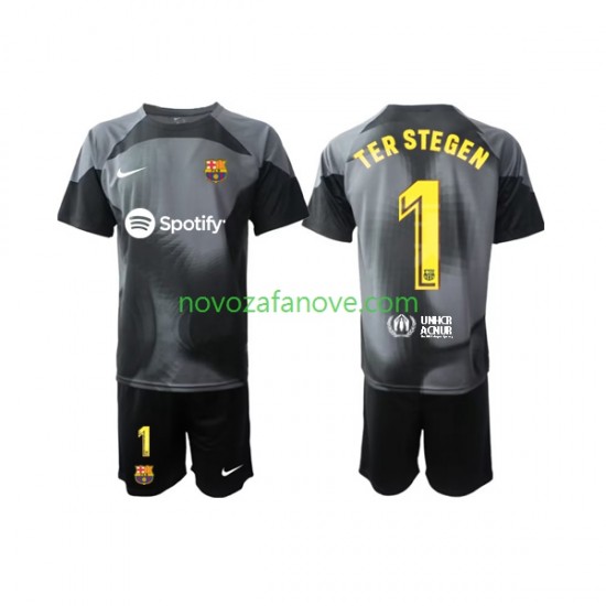 Nogometni Dres FC Barcelona Ter Stegen 1 Golmanski Dječji Gostujući 2022-2023 Kratkih Rukava