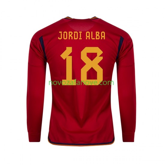 Nogometni Dres Španjolska JORDI ALBA 18 Muški Domaći Svjetsko prvenstvo 2022 Dugim Rukavima