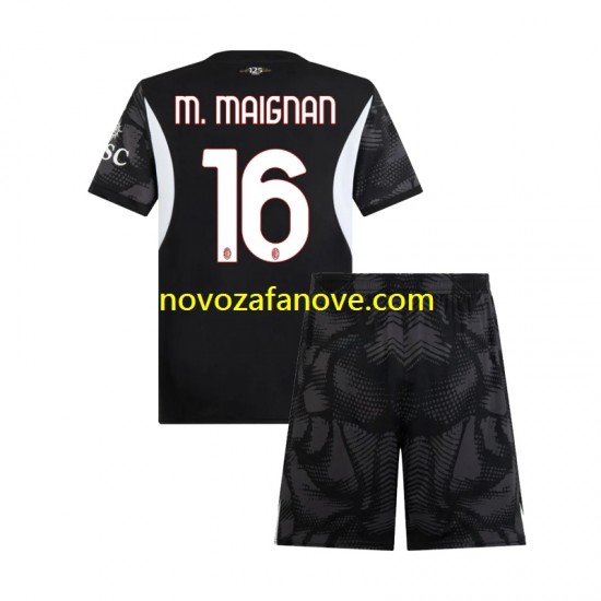 Nogometni Dres AC Milan Mike Maignan 16 Golmanski Dječji Domaći 2024-2025 Kratkih Rukava