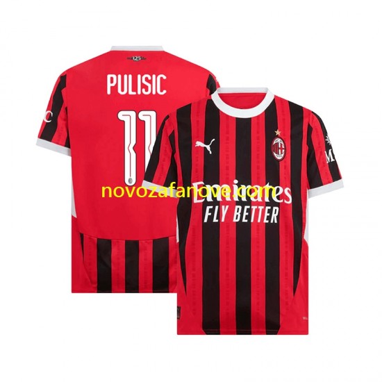 Nogometni Dres AC Milan UCL Font PULISIC 11 Muški Domaći 2024-2025 Kratkih Rukava