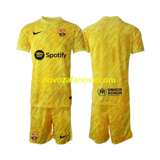 Nogometni Dres FC Barcelona Golmanski Dječji Gostujući 2024-2025 Kratkih Rukava