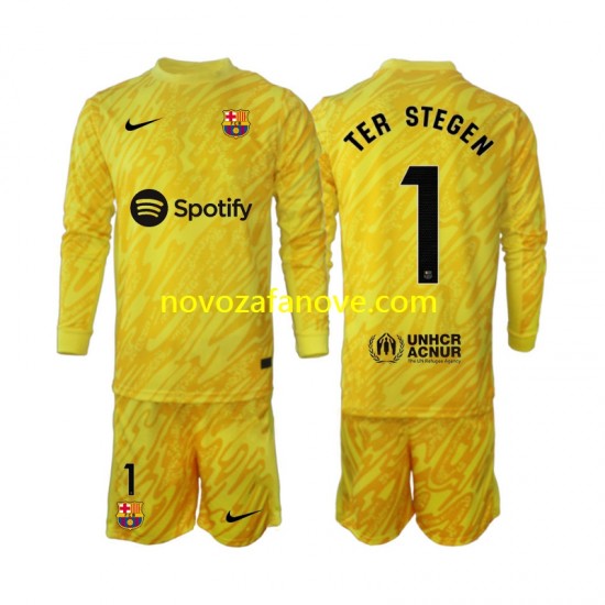 Nogometni Dres FC Barcelona Ter Stegen 1 Golmanski Dječji Gostujući 2024-2025 Dugim Rukavima