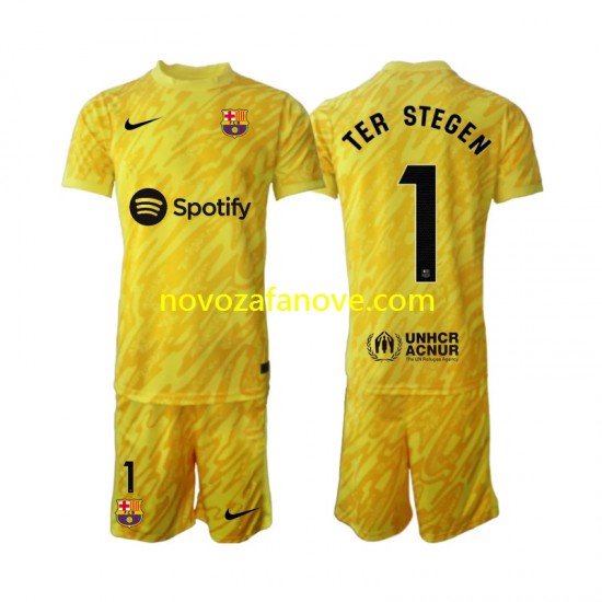 Nogometni Dres FC Barcelona Ter Stegen 1 Golmanski Dječji Gostujući 2024-2025 Kratkih Rukava