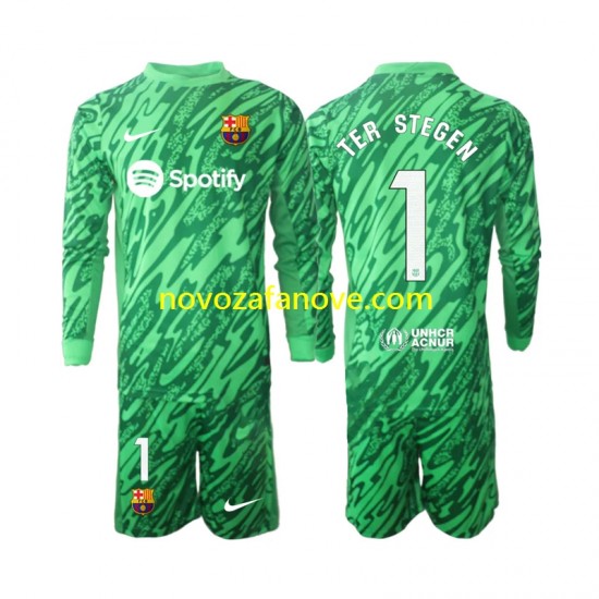 Nogometni Dres FC Barcelona Ter Stegen 1 Golmanski Dječji Domaći 2024-2025 Dugim Rukavima