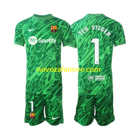 Nogometni Dres FC Barcelona Ter Stegen 1 Golmanski Dječji Domaći 2024-2025 Kratkih Rukava