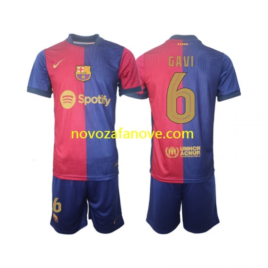 Nogometni Dres FC Barcelona UCL Font Gavi 6 Dječji Domaći 2024-2025 Kratkih Rukava