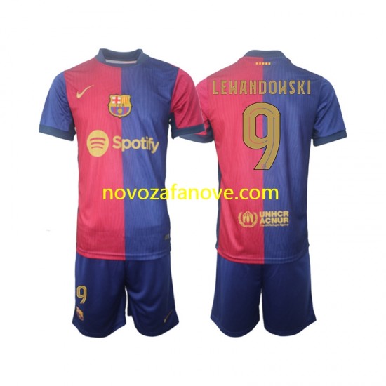 Nogometni Dres FC Barcelona UCL Font Robert Lewandowski 9 Dječji Domaći 2024-2025 Kratkih Rukava
