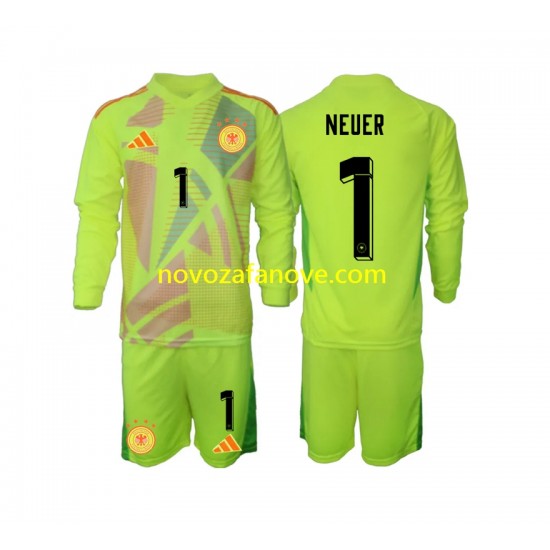 Nogometni Dres Njemačka Manuel Neuer 1 Golmanski Dječji Gostujući Euro 2024 Dugim Rukavima