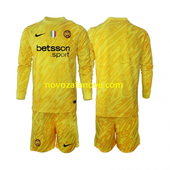 Nogometni Dres Inter Milan Golmanski Dječji Gostujući 2024-2025 Dugim Rukavima