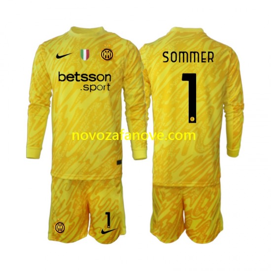 Nogometni Dres Inter Milan Yann Sommer 1 Golmanski Dječji Gostujući 2024-2025 Dugim Rukavima