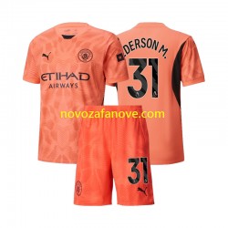 Nogometni Dres Manchester City Ederson M 31 Golmanski Dječji Gostujući 2024-2025 Kratkih Rukava