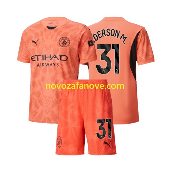 Nogometni Dres Manchester City Ederson M 31 Golmanski Dječji Gostujući 2024-2025 Kratkih Rukava