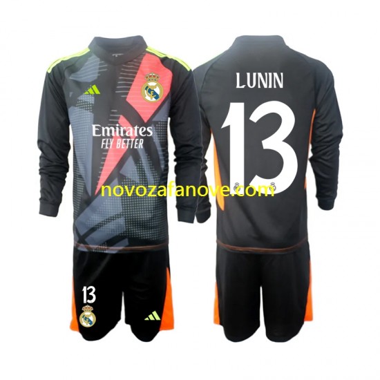 Nogometni Dres Real Madrid Andriy Lunin 13 Golmanski Dječji Gostujući 2024-2025 Dugim Rukavima