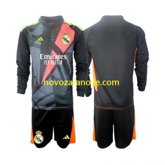Nogometni Dres Real Madrid Golmanski Dječji Gostujući 2024-2025 Dugim Rukavima