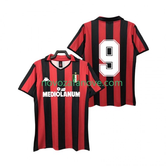 Nogometni Dres AC Milan 9 1988 1989 Retro Muški Domaći Kratkih Rukava
