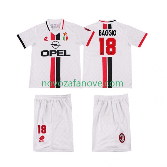 Nogometni Dres AC Milan BAGGIO 18 1996 1997 Retro Dječji Gostujući Kratkih Rukava