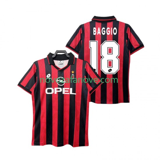 Nogometni Dres AC Milan BAGGIO 18 1995 1996 Retro Muški Domaći Kratkih Rukava