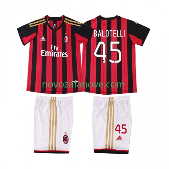 Nogometni Dres AC Milan BALOTELL 45 2013 2014 Retro Dječji Domaći Kratkih Rukava