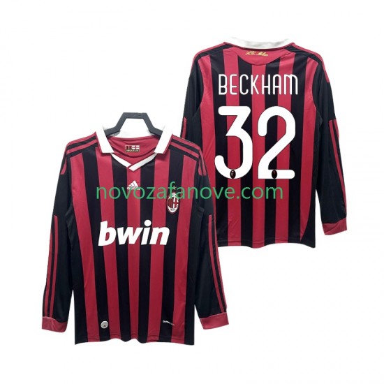 Nogometni Dres AC Milan BECKHAM 32 2009 Retro Muški Domaći 2010 Dugim Rukavima