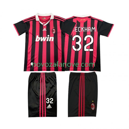 Nogometni Dres AC Milan BECKHAM 32 2009 Retro Dječji Domaći 2010 Kratkih Rukava