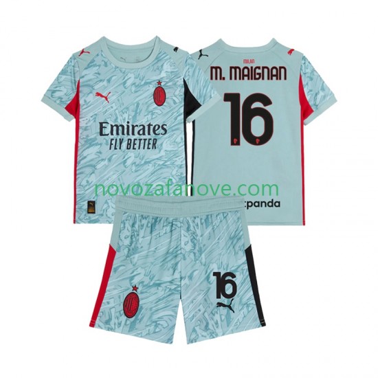 Nogometni Dres AC Milan Mike Maignan 16 Golmanski Dječji Domaći 2025-2026 Kratkih Rukava