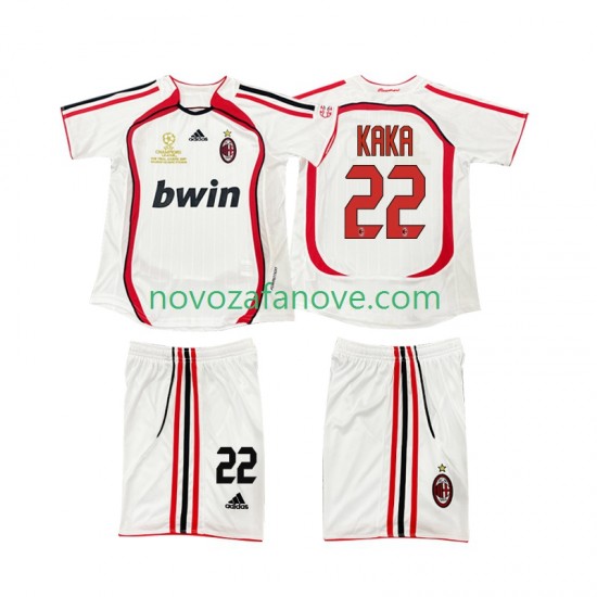 Nogometni Dres AC Milan KAKA 22 2007 Retro Dječji Gostujući 2006 Kratkih Rukava