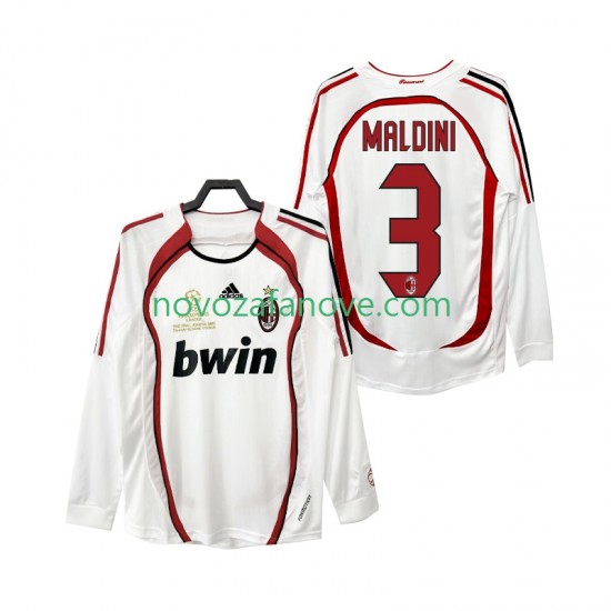 Nogometni Dres AC Milan MALDINI 3 2007 Retro Muški Gostujući 2006 Dugim Rukavima