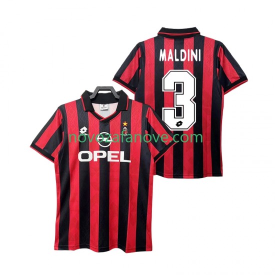 Nogometni Dres AC Milan MALDINI 3 1995 1996 Retro Muški Domaći Kratkih Rukava