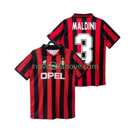 Nogometni Dres AC Milan MALDINI 3 1996 1997 Retro Muški Domaći Kratkih Rukava