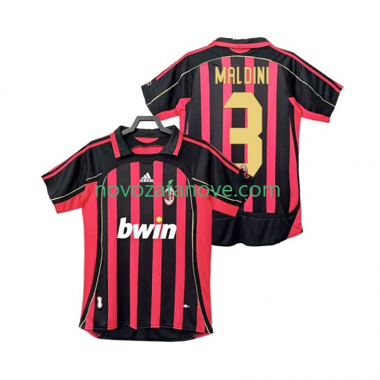 Nogometni Dres AC Milan MALDINI 3 2007 Retro Muški Domaći 2006 Kratkih Rukava