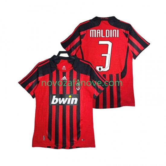 Nogometni Dres AC Milan MALDINI 3 2007 Retro Muški Domaći 2008 Kratkih Rukava
