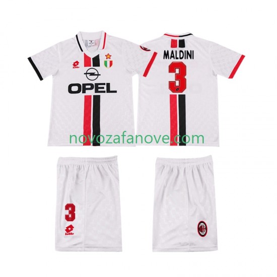Nogometni Dres AC Milan MALDINI 3 1996 1997 Retro Dječji Gostujući Kratkih Rukava