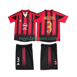 Nogometni Dres AC Milan MALDINI 3 2005 Retro Dječji Domaći 2004 Kratkih Rukava