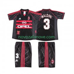 Nogometni Dres AC Milan MALDINI 3 Retro Dječji Treći 1998 1999 Kratkih Rukava