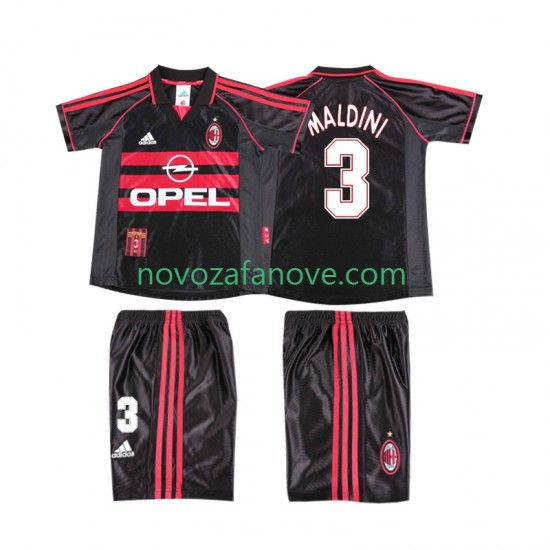 Nogometni Dres AC Milan MALDINI 3 Retro Dječji Treći 1998 1999 Kratkih Rukava