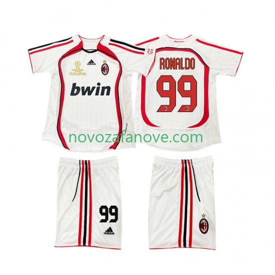 Nogometni Dres AC Milan RONALDO 9 2007 Retro Dječji Gostujući 2006 Kratkih Rukava