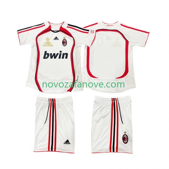 Nogometni Dres AC Milan 2007 Retro Dječji Gostujući 2006 Kratkih Rukava
