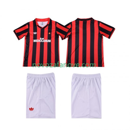 Nogometni Dres AC Milan 1990 1991 Retro Dječji Domaći Kratkih Rukava