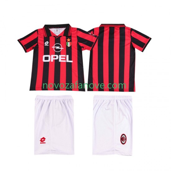 Nogometni Dres AC Milan 1996 1997 Retro Dječji Domaći Kratkih Rukava