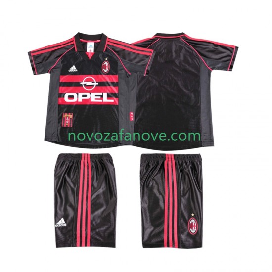 Nogometni Dres AC Milan Retro Dječji Treći 1998 1999 Kratkih Rukava
