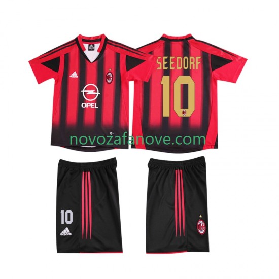 Nogometni Dres AC Milan SEEDORF 10 2005 Retro Dječji Domaći 2004 Kratkih Rukava