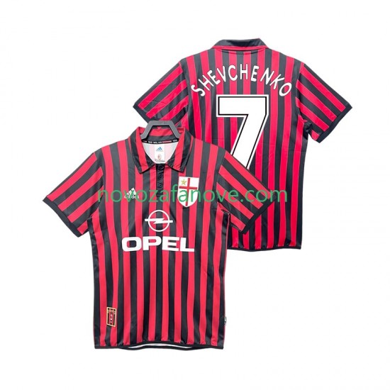 Nogometni Dres AC Milan SHEVCHENKO 7 2000 Retro Muški Domaći 1999 Kratkih Rukava