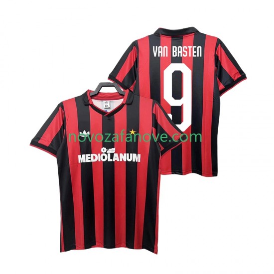 Nogometni Dres AC Milan VAN BASTEN 9 1990 1991 Retro Muški Domaći Kratkih Rukava
