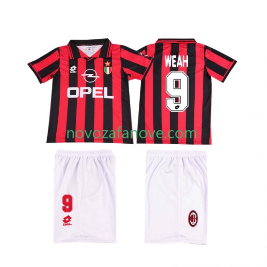 Nogometni Dres AC Milan WEAH 9 1996 1997 Retro Dječji Domaći Kratkih Rukava