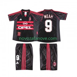 Nogometni Dres AC Milan WEAH 9 Retro Dječji Treći 1998 1999 Kratkih Rukava