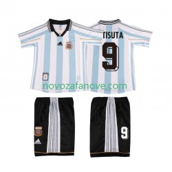 Nogometni Dres Argentina BATISUTA 9 Retro Dječji Domaći 1998 Kratkih Rukava