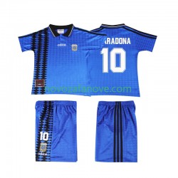 Nogometni Dres Argentina MARADONA 10 Retro Dječji Gostujući 1994 Kratkih Rukava