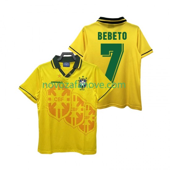 Nogometni Dres Brazil BEBETO 7 Retro Muški Domaći 1994 Kratkih Rukava